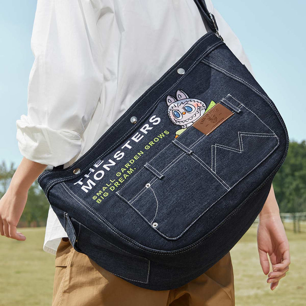 THE MONSTERS FALL IN WIILD SERIES-Denim Messenger Bag