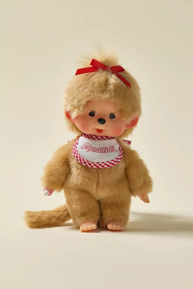 Monchhichi Beige Boy With Bib - Red/White
