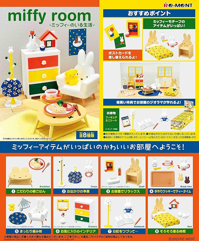 
                
                    Load image into Gallery viewer, Re-Ment Miniatures Rabbit Miffy Room Dollhouse Furniture Set
                
            