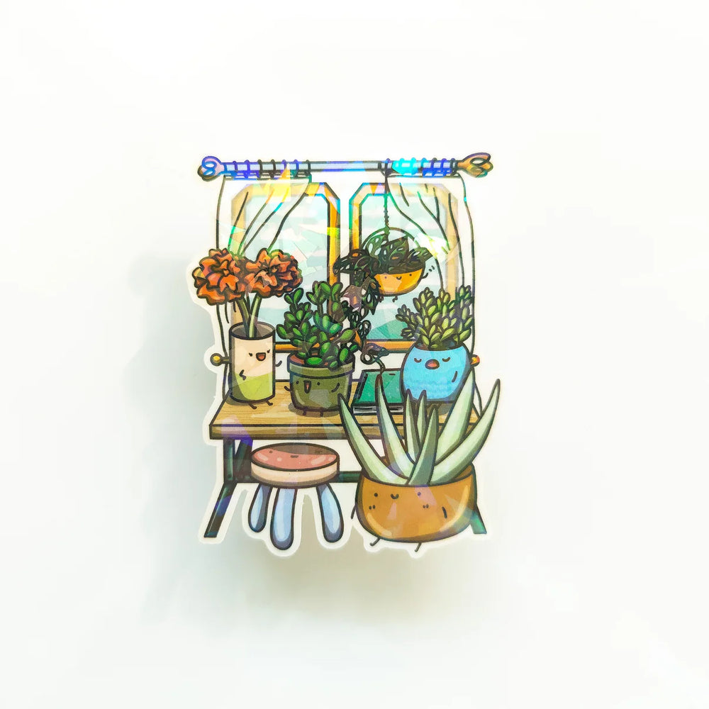 Chill Window Houseplants Holographic 3" Vinyl Sticker