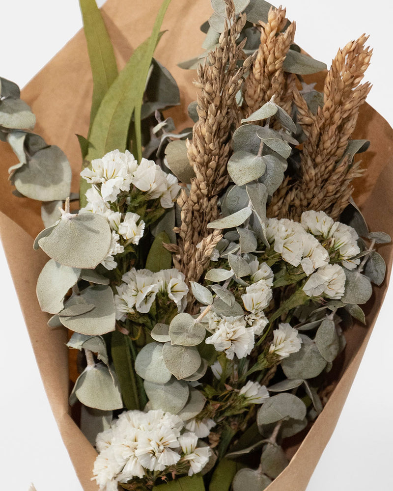 Petite Floral and Eucalyptus 12" Bouquet: White Floral