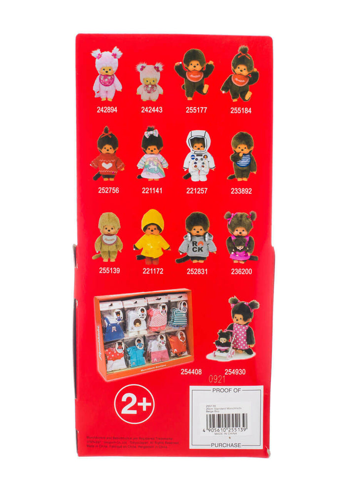Monchhichi Beige Boy With Bib - Red/White