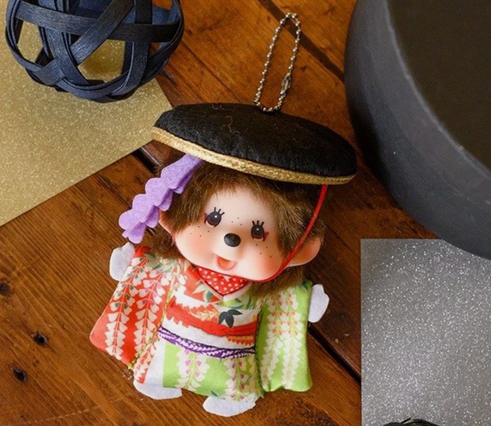 Big Head Monchhichi Keychain Kabuki Edition