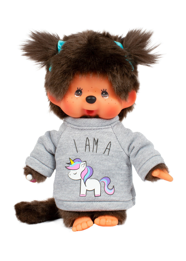 Monchhichi Girl w/ Unicorn Sweater Doll