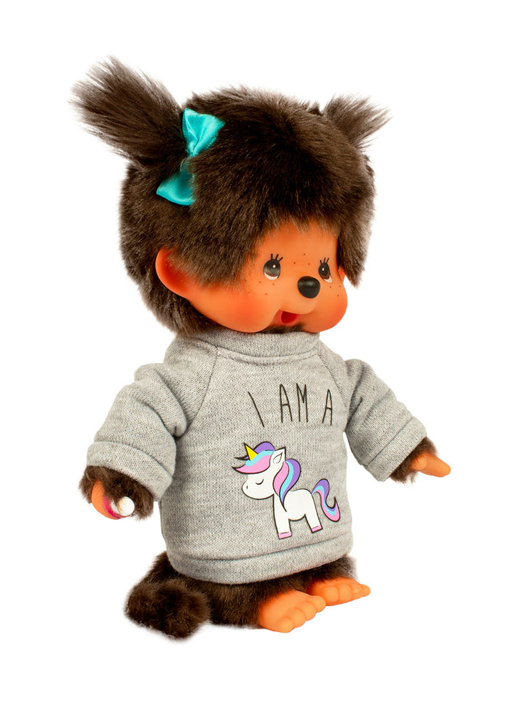 Monchhichi Girl w/ Unicorn Sweater Doll
