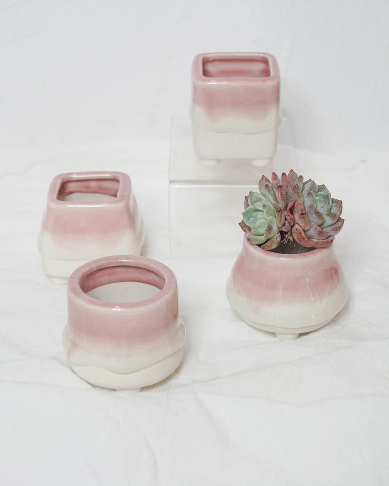 Dripping Glazed Finger Pots Pink Color