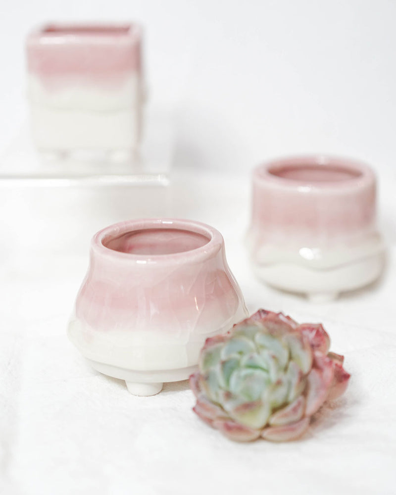 Dripping Glazed Finger Pots Pink Color