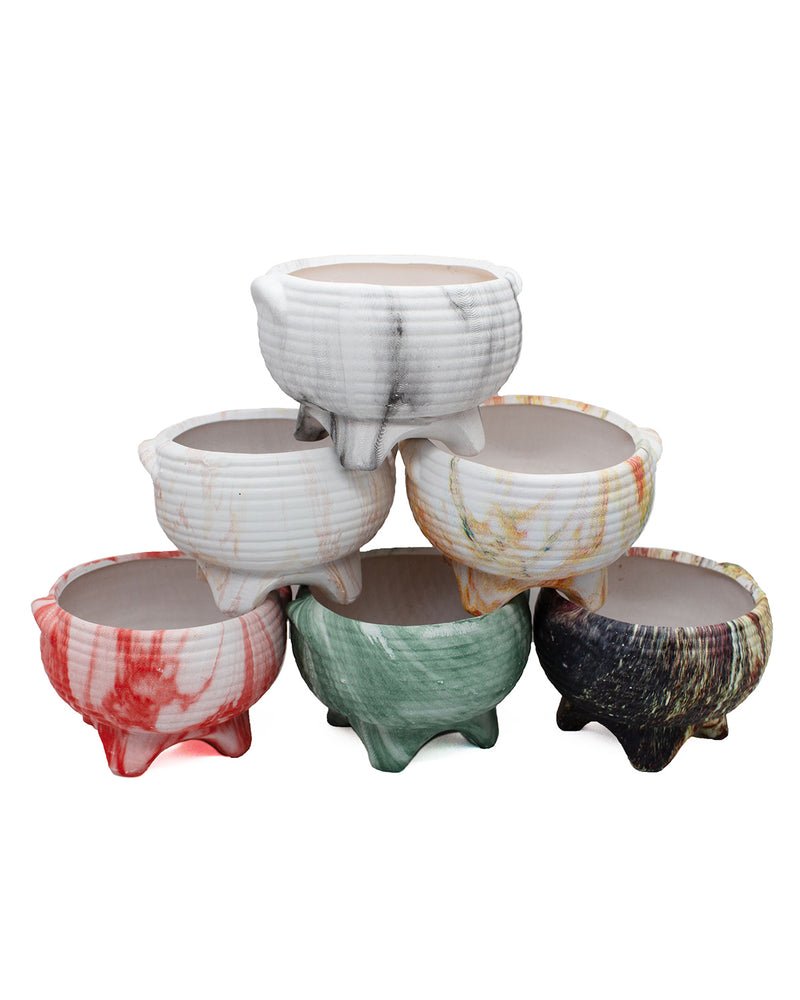
                
                    Load image into Gallery viewer, Rippled Marble Pot with Foot
                
            