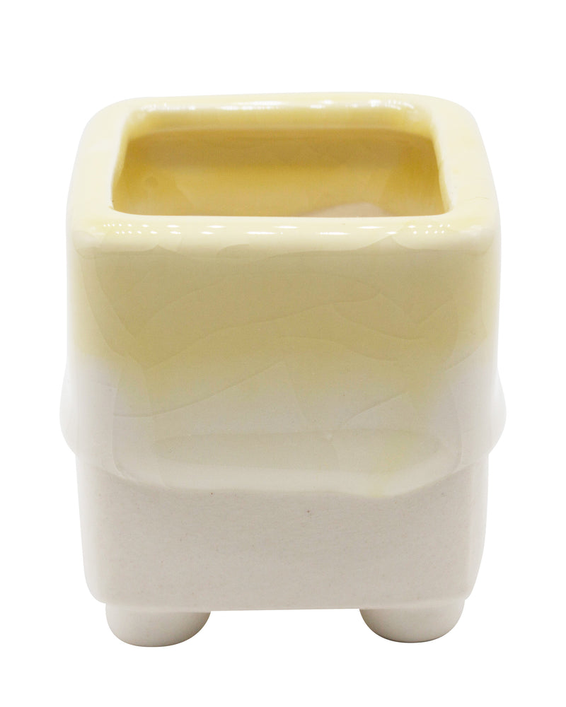 Dripping Glazed Finger Pots Yellow Color