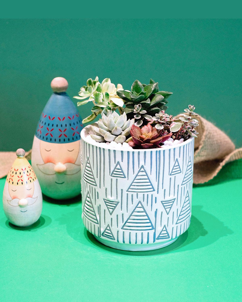 Blue Christmas Tree Pot