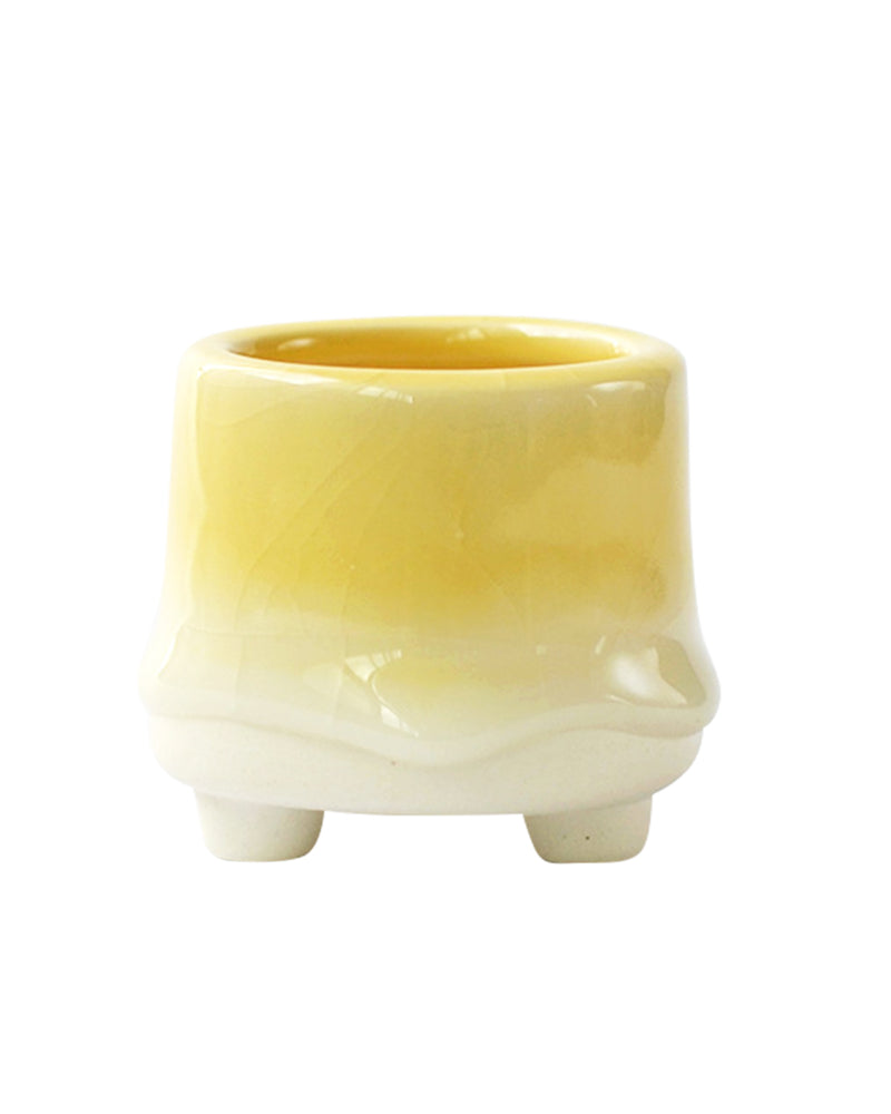 Dripping Glazed Finger Pots Yellow Color