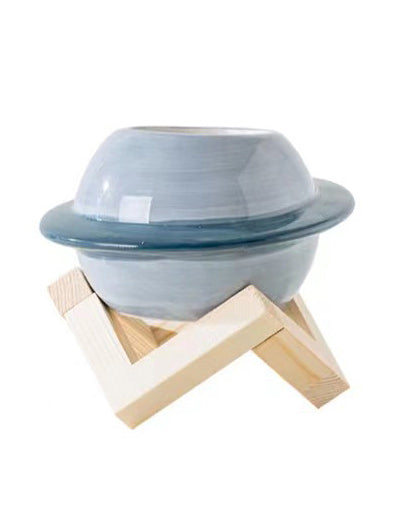 Mystery Planet Pot with Wood Stand