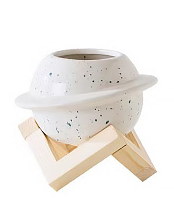 Mystery Planet Pot with Wood Stand