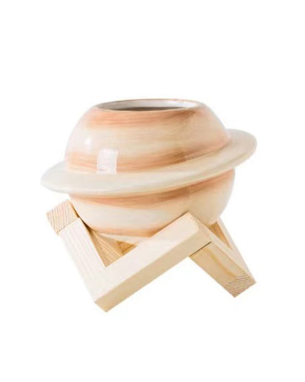 Mystery Planet Pot with Wood Stand