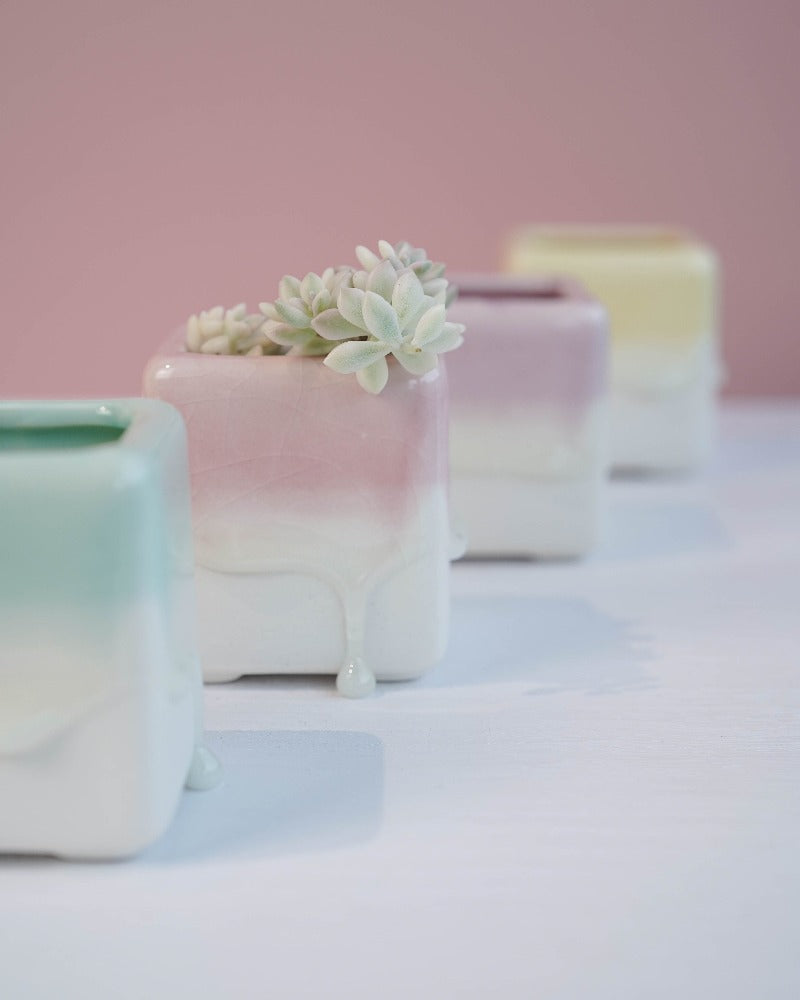 Dripping Glazed Square B Pots