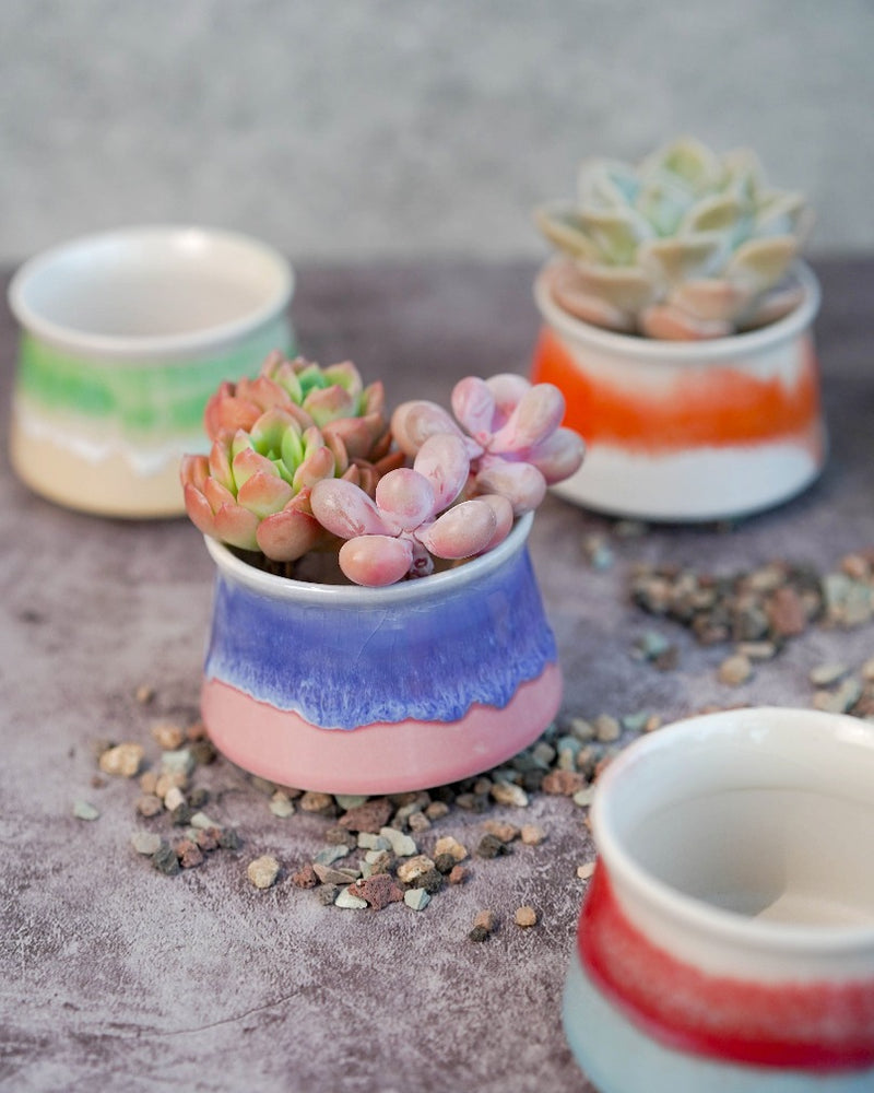 Small Glazed Funnel Pots
