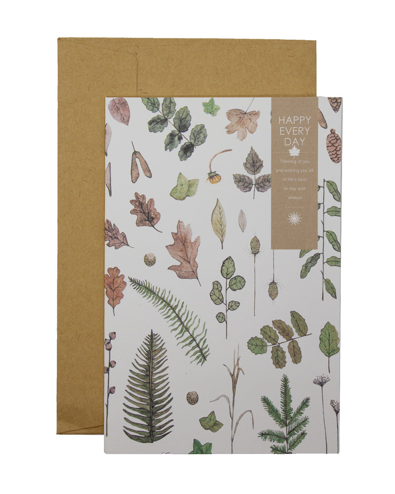 
                
                    Load image into Gallery viewer, Botanical Leaf Vintage Print Greeting Card Winter
                
            
