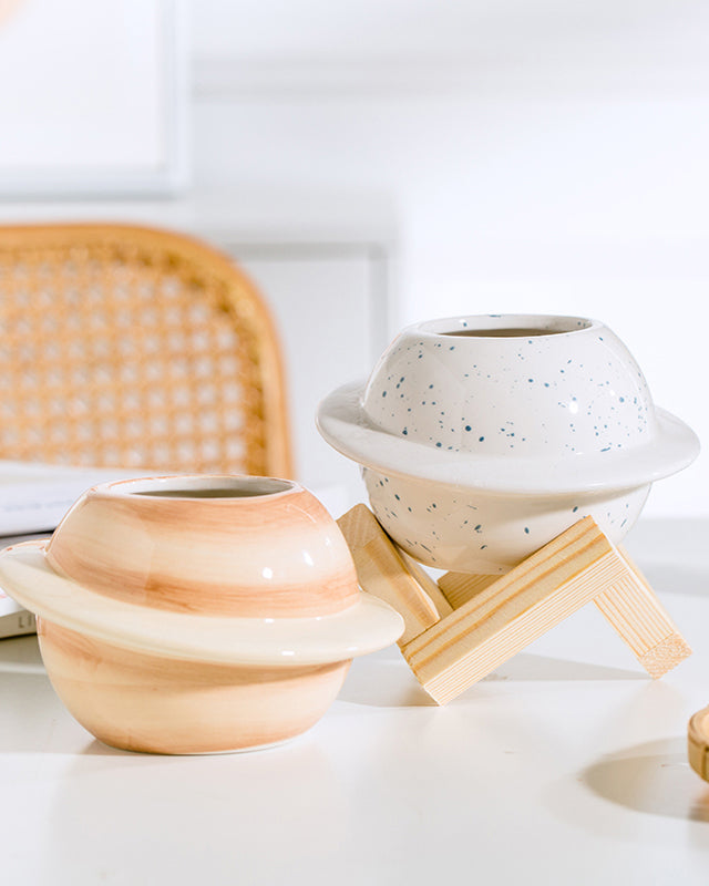 Mystery Planet Pot with Wood Stand